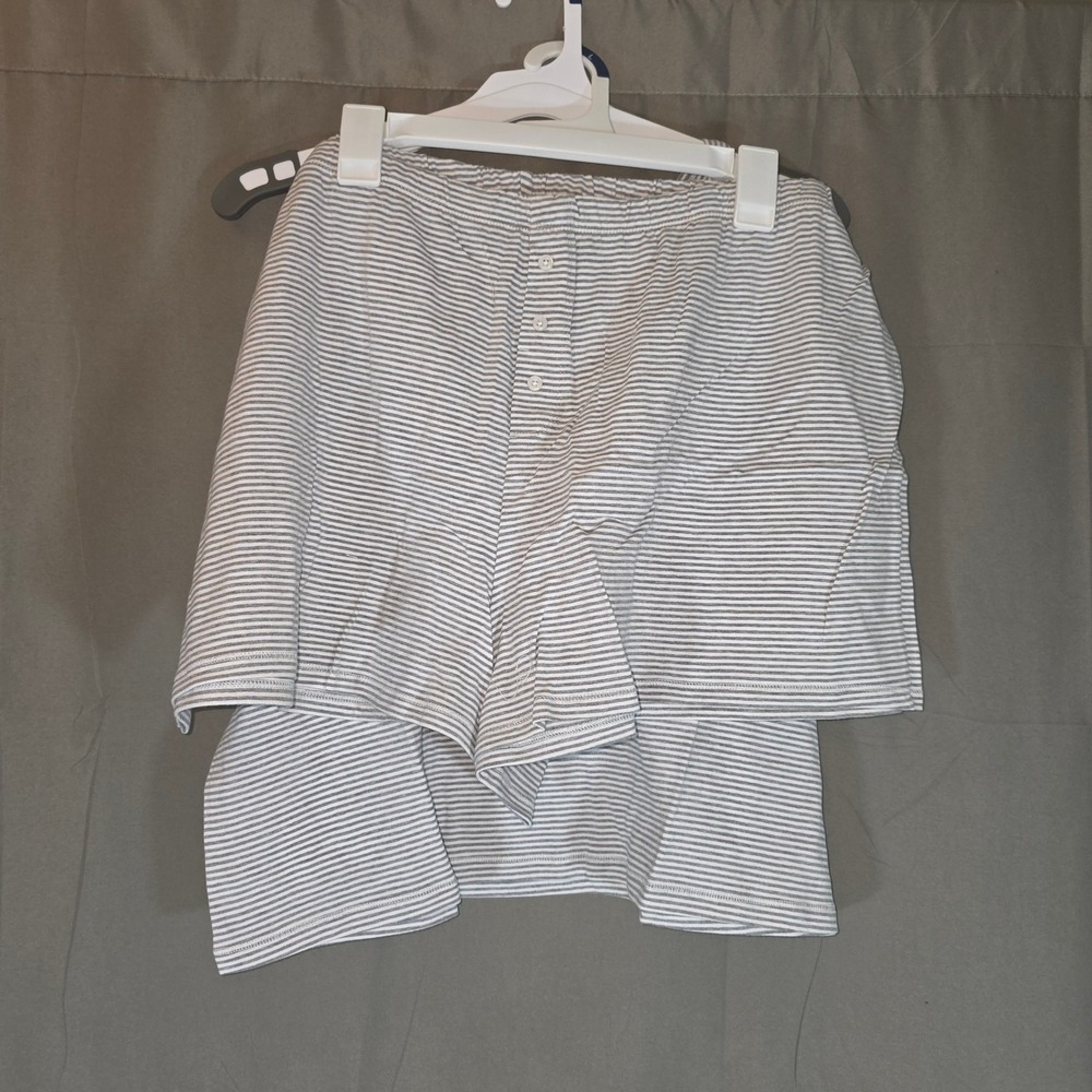Wild Fable Womens 2X Pajama Set Gray White Striped Tank Top Shorts 2pc Sleepwear